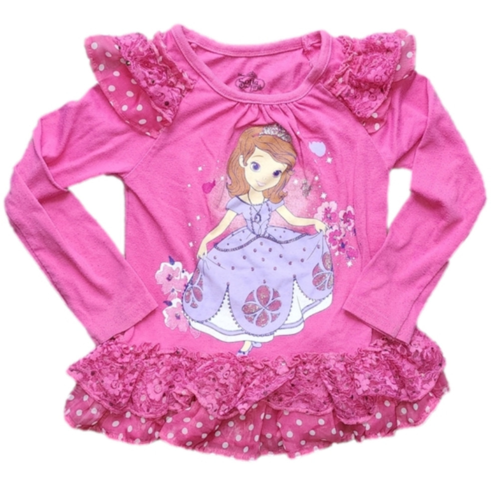 DISNEY Sophia The First Pink Long Sleeve Tee With Ruffles